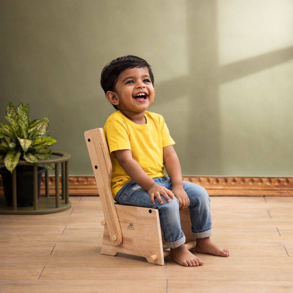 Wooden Convertible Step Stool and Chair 002
